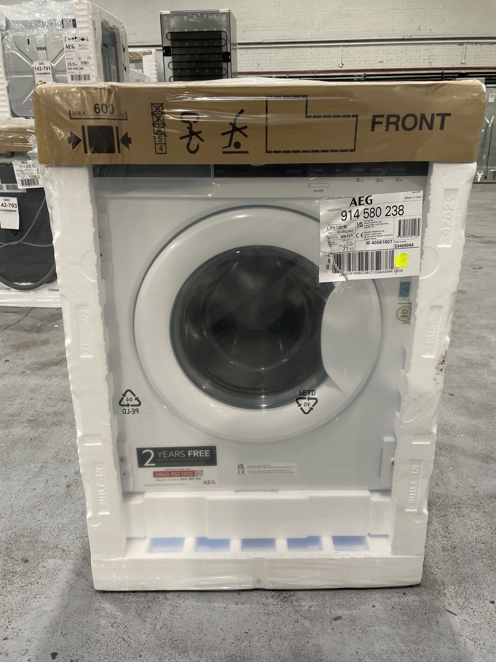 #GRC-142-782 - AEG 7000 Series L7FE7261BI Integrated 7kg 1200rpm Washing Machine