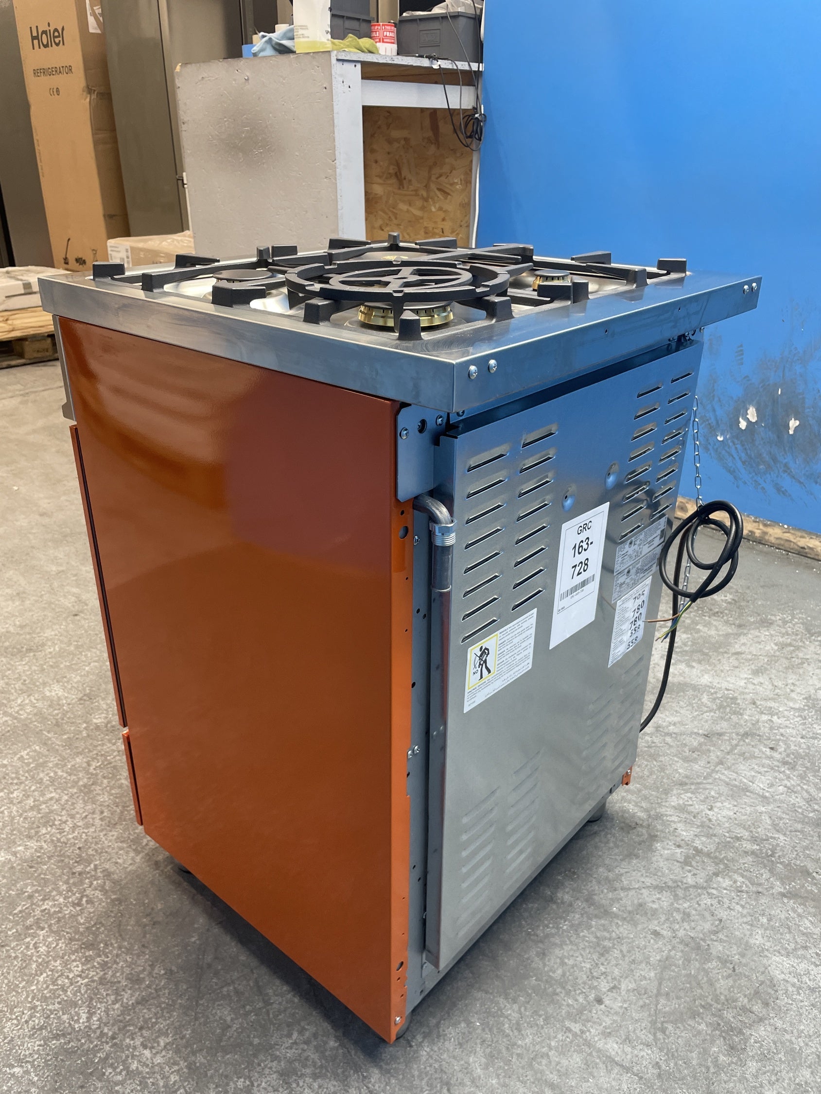 #GRC-163-728 - Bertazzoni 60cm Dual Fuel Range Cooker – 69L Single Oven, 4 Gas Burners, Cast Iron Supports