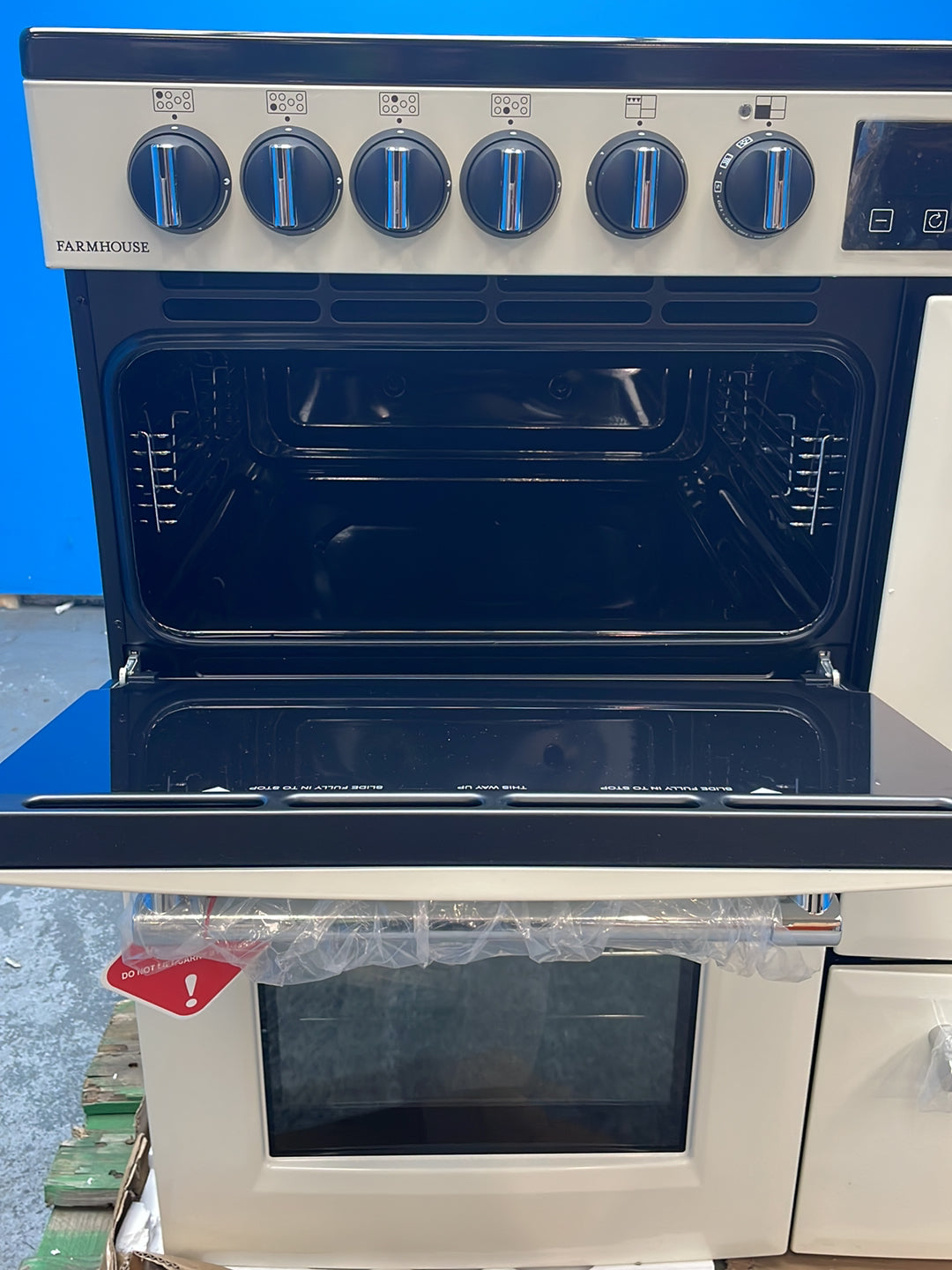 #GRC-164-335 - Belling Farmhouse 100cm Dual Fuel Range Cooker – 157L, AirFry, Cream