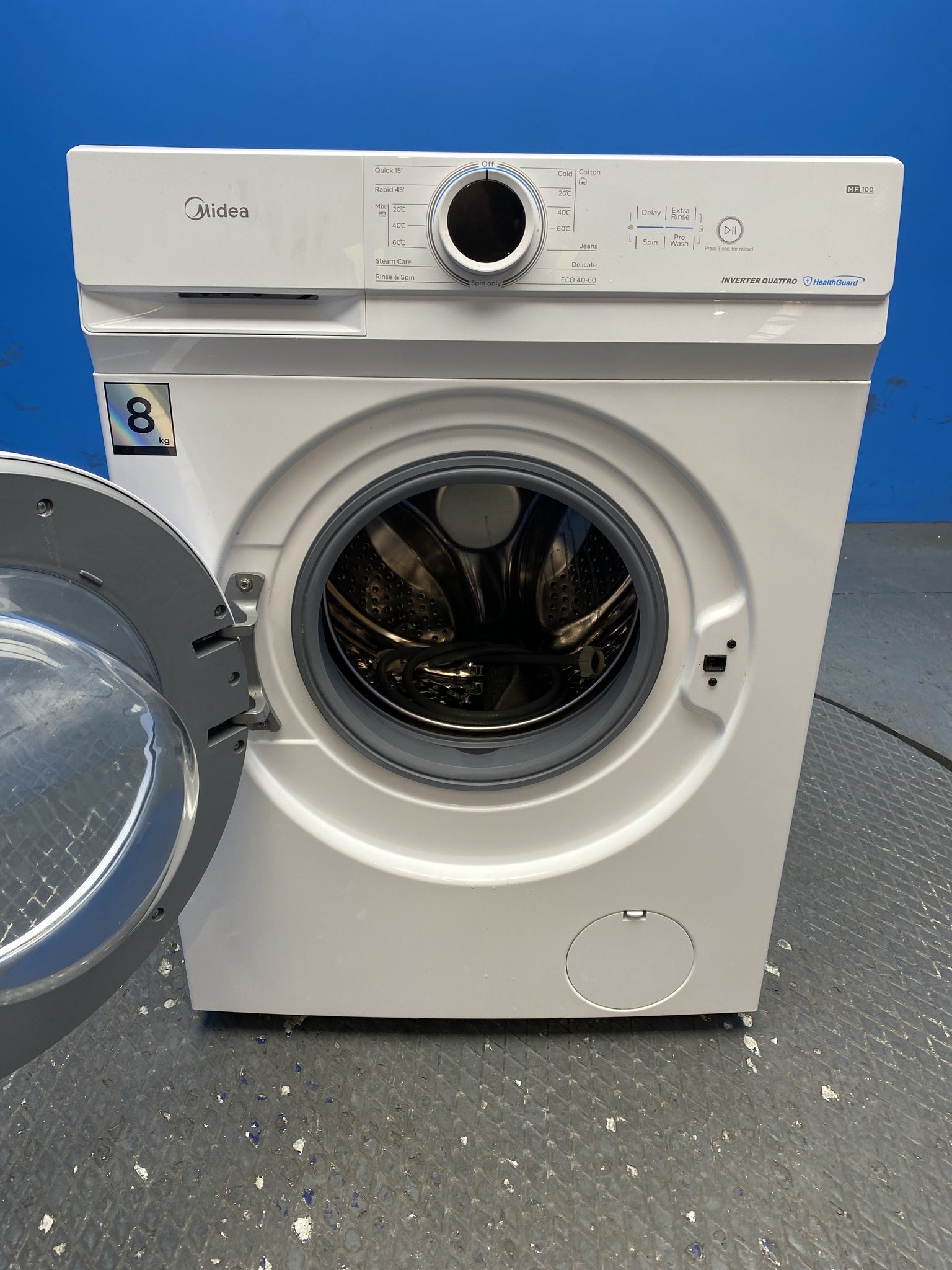 Midea MF10EW80BB 8kg 1400 Spin Washing Machine with Steam Care