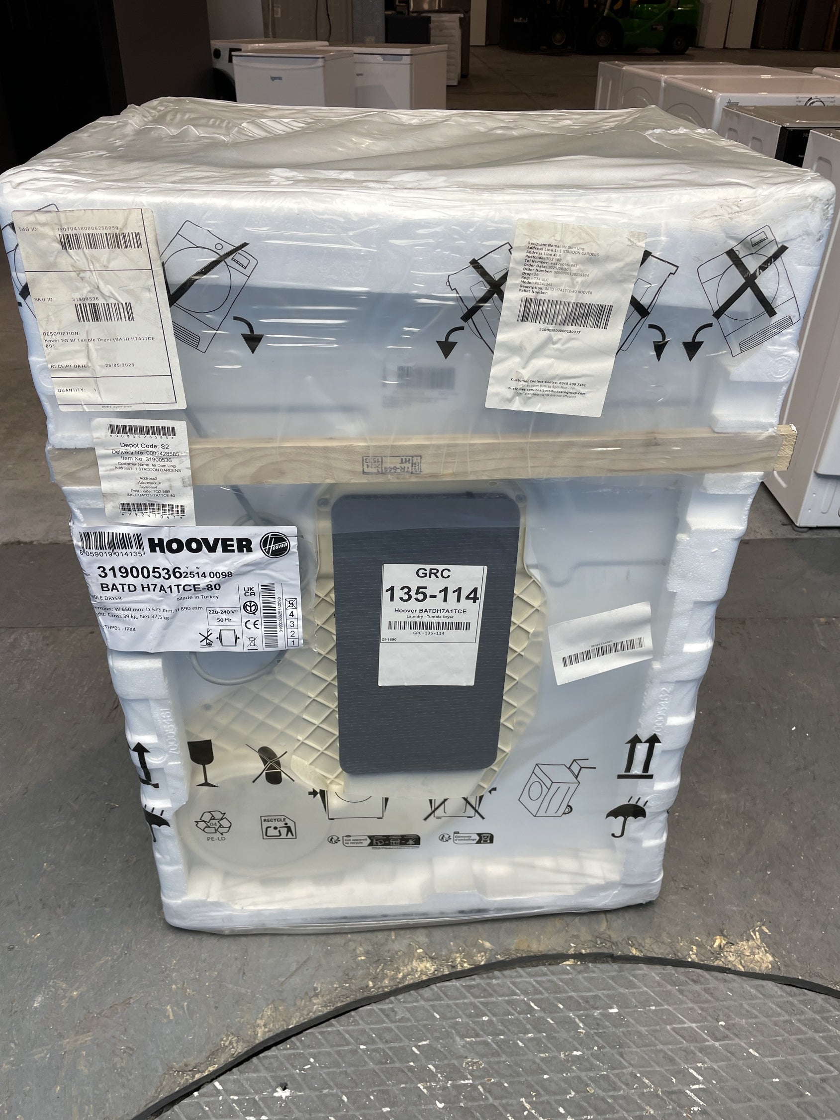 #GRC-135-114 - Hoover BATD H7A1TCE Integrated 7kg Heat Pump Tumble Dryer