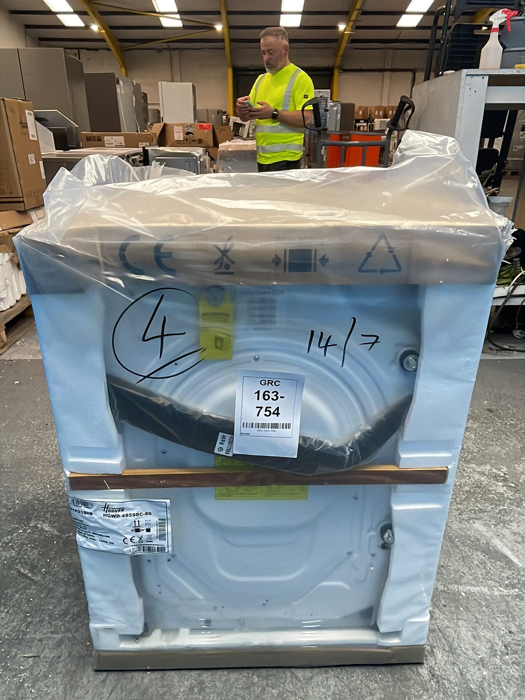 #GRC-163-754 - Hoover Series 3 8kg/5kg 1400rpm Washer Dryer – Steam Technology, ProActive Wash