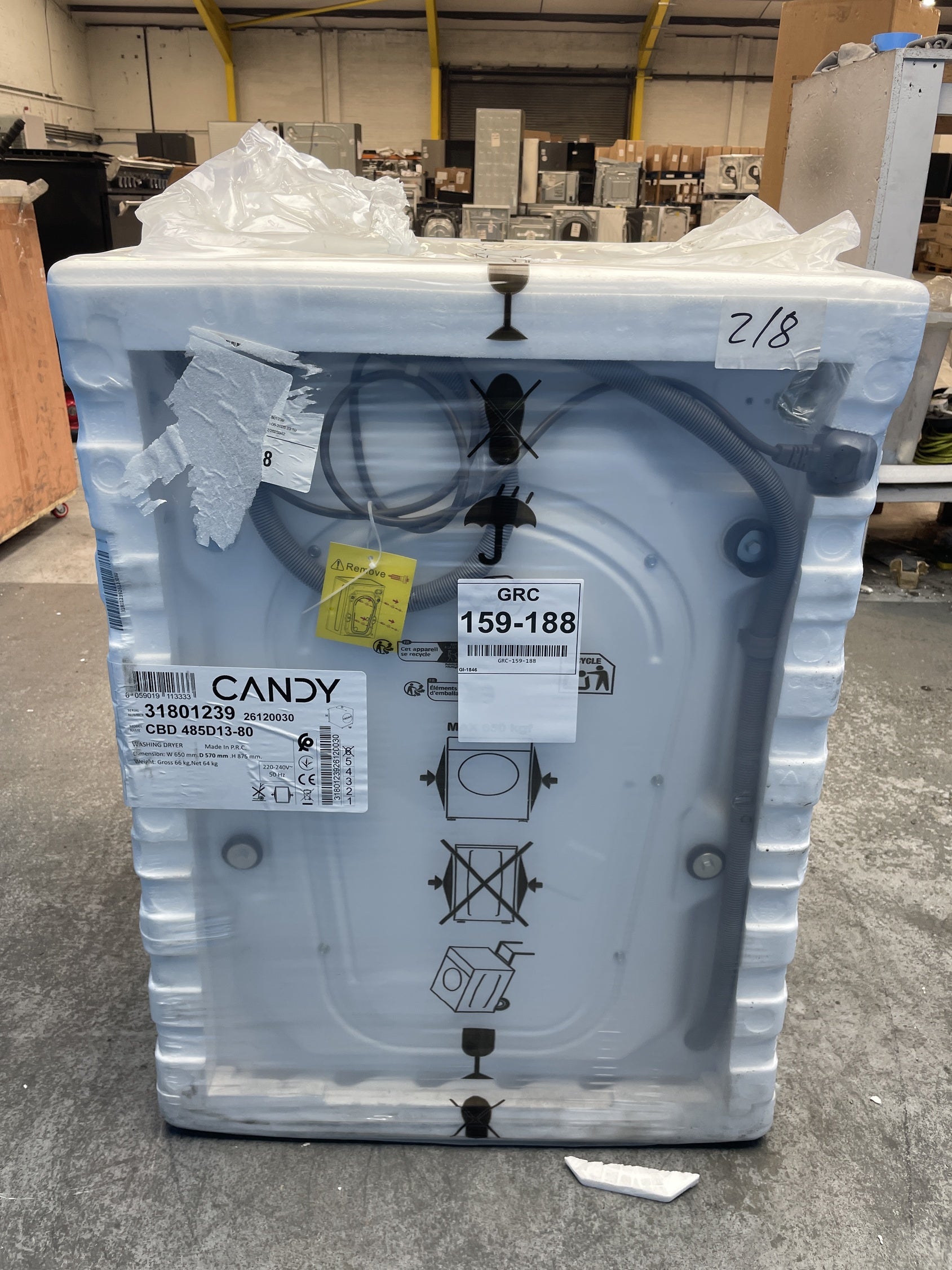 #GRC-159-188 - Candy CBD 485D13/1-80 Integrated 8/5kg 1400rpm Washer Dryer