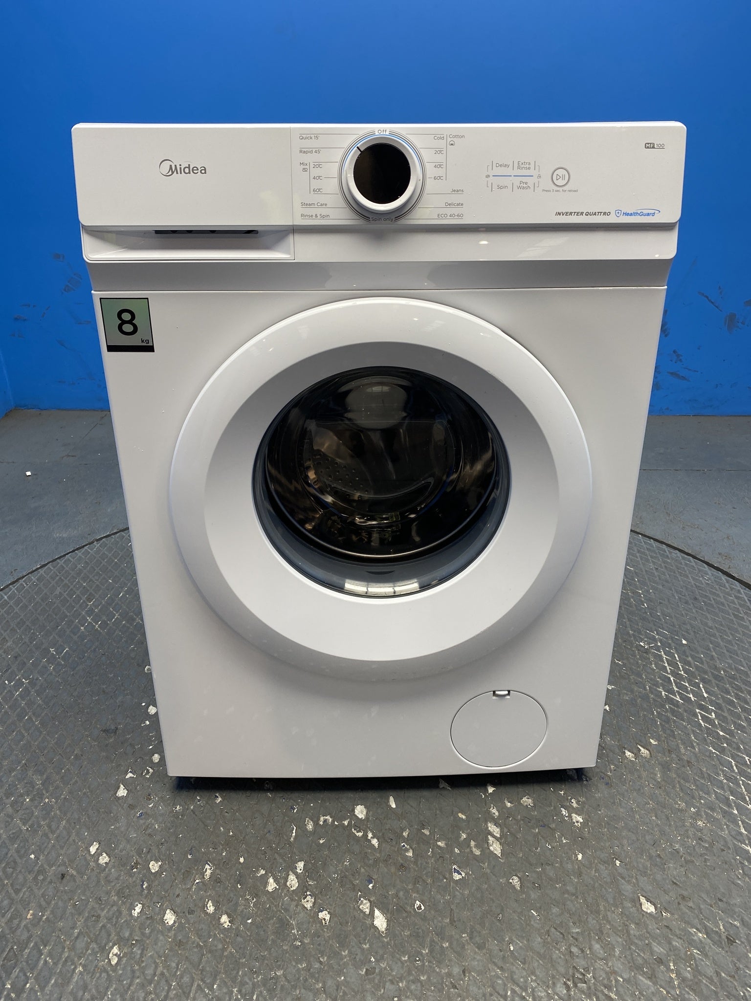Midea MF10EW80BB 8kg 1400 Spin Washing Machine with Steam Care