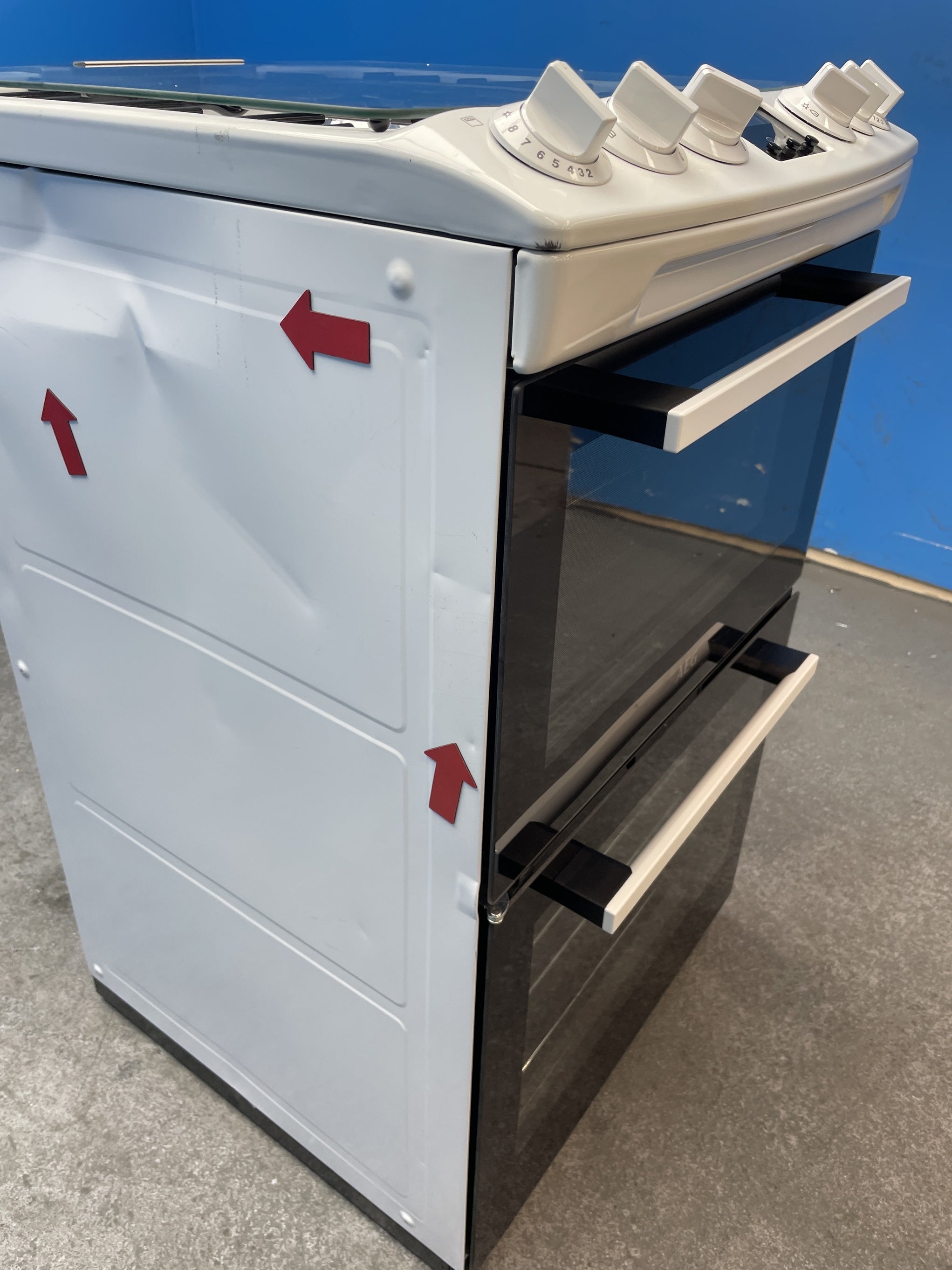 #GRC-158-229 - AEG CGX1130ACW 55cm Double Oven Gas Cooker with 4-Burner Hob