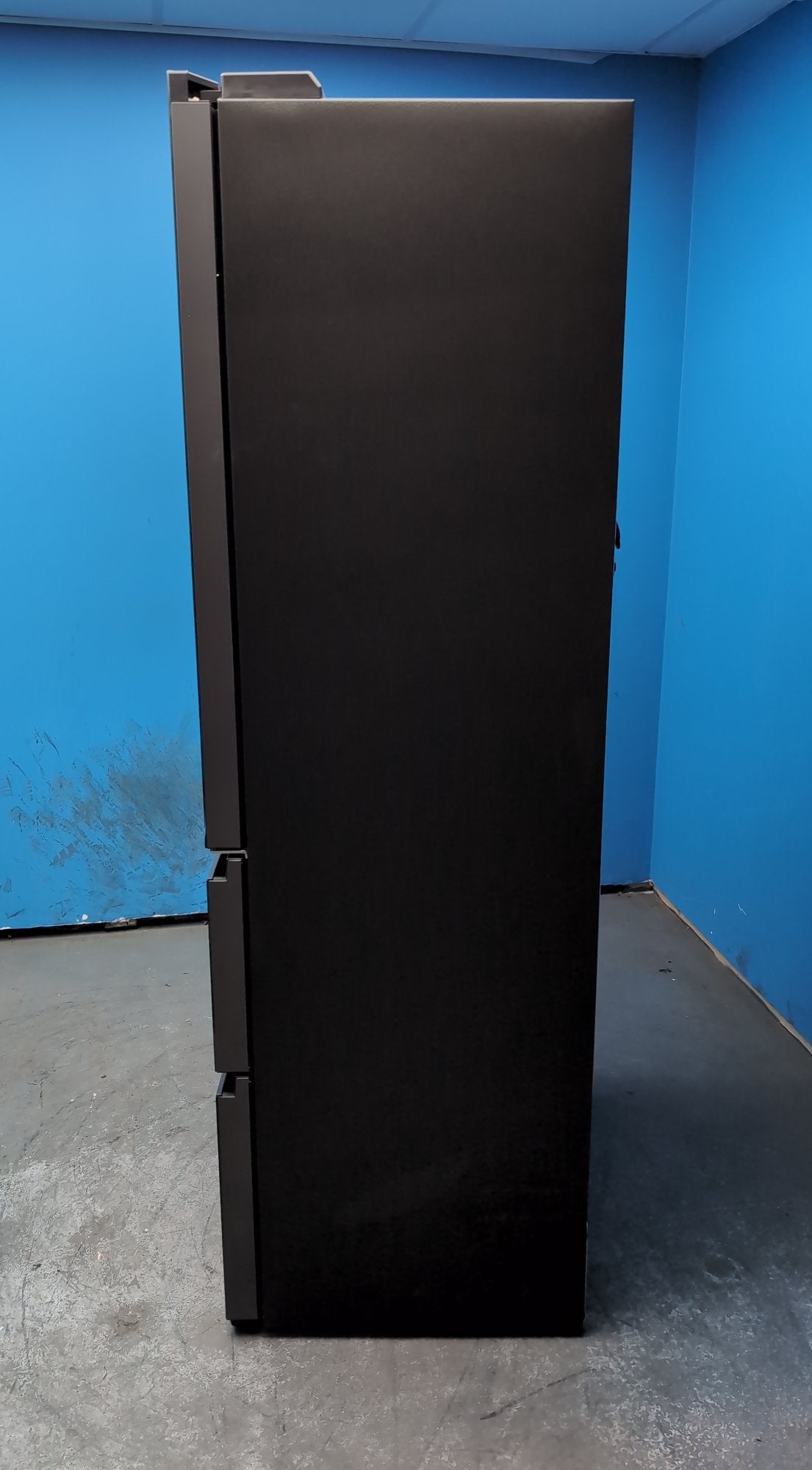 #GRC-163-424 - Haier French 4 Door Fridge Freezer – 468L, Obsidian Black Glass, Total No Frost