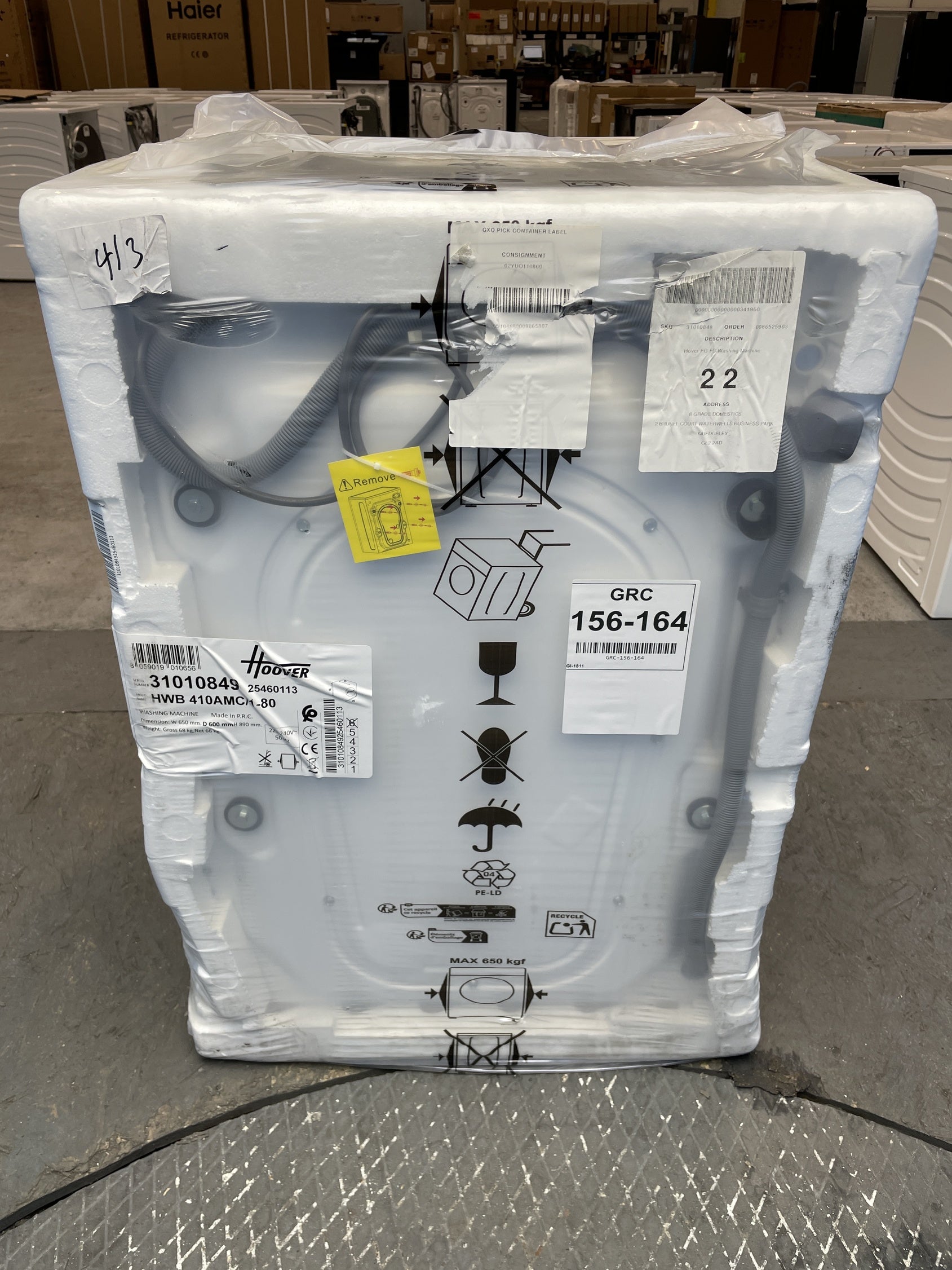 #GRC-156-164 - Hoover HWB 410AMC/1-80 10kg 1400 Spin Washing Machine