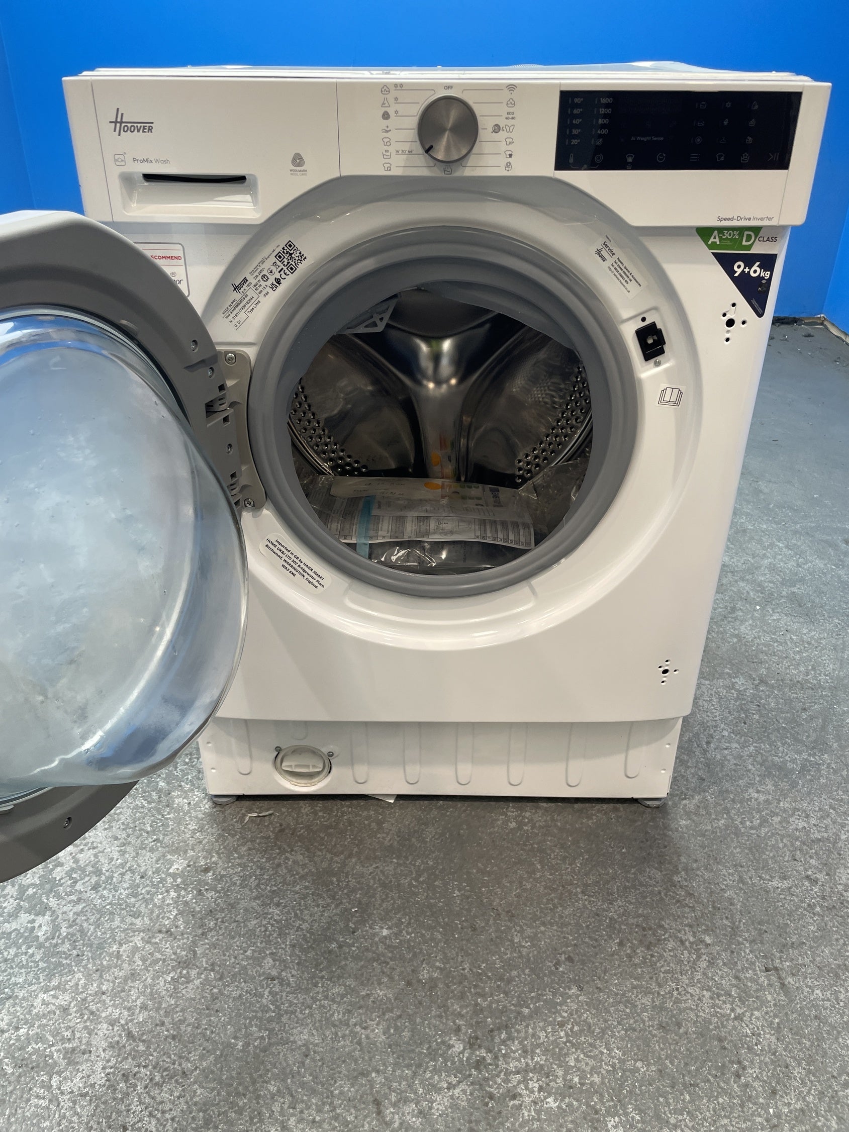 #GRC-156-885 - Hoover BH4S696M6D9-80 9/6kg 1600rpm Integrated Washer Dryer