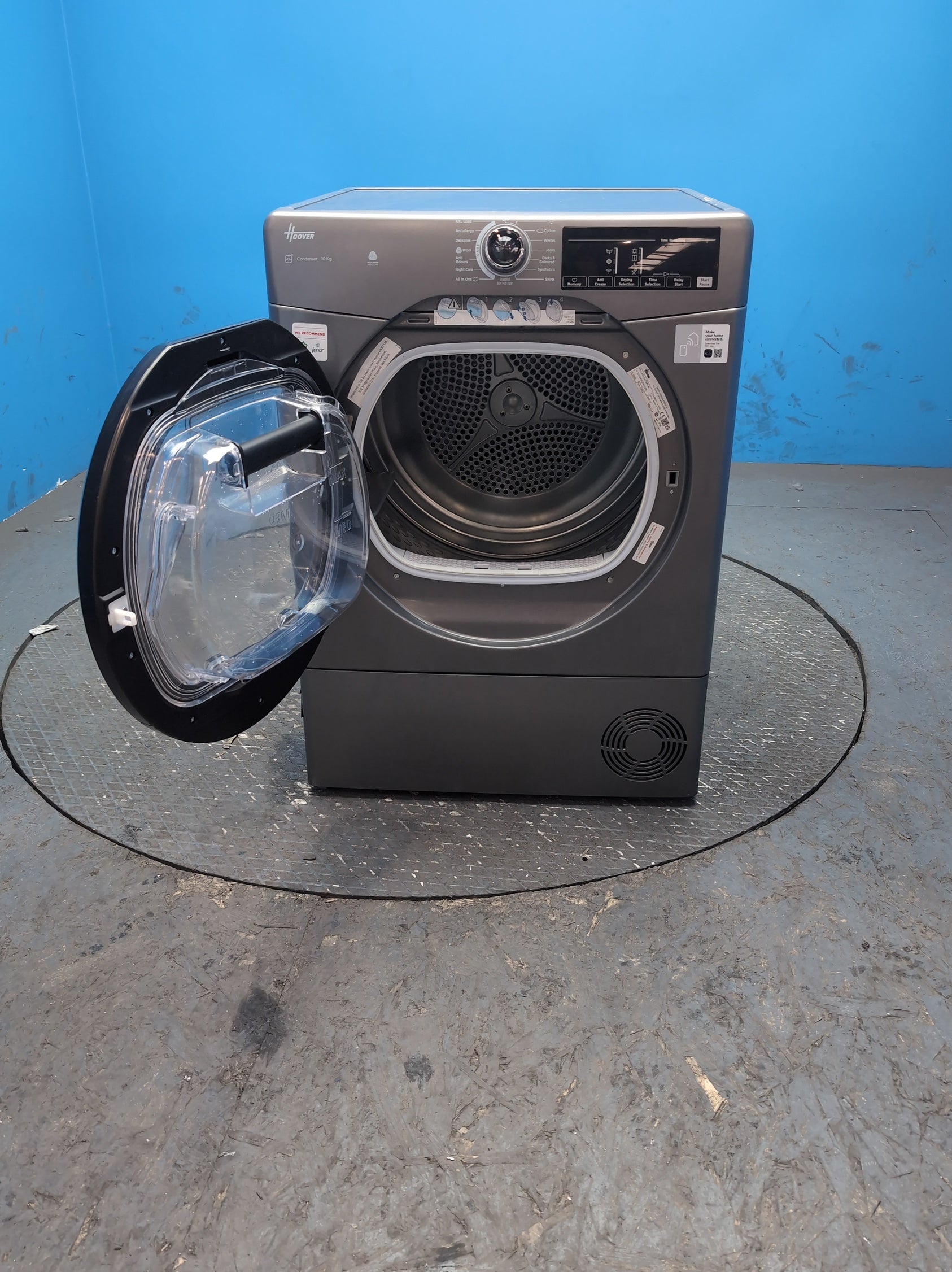 #GRC-163-701 - Hoover 10kg Condenser Tumble Dryer – WiFi Connected, Grey, B Energy Rating