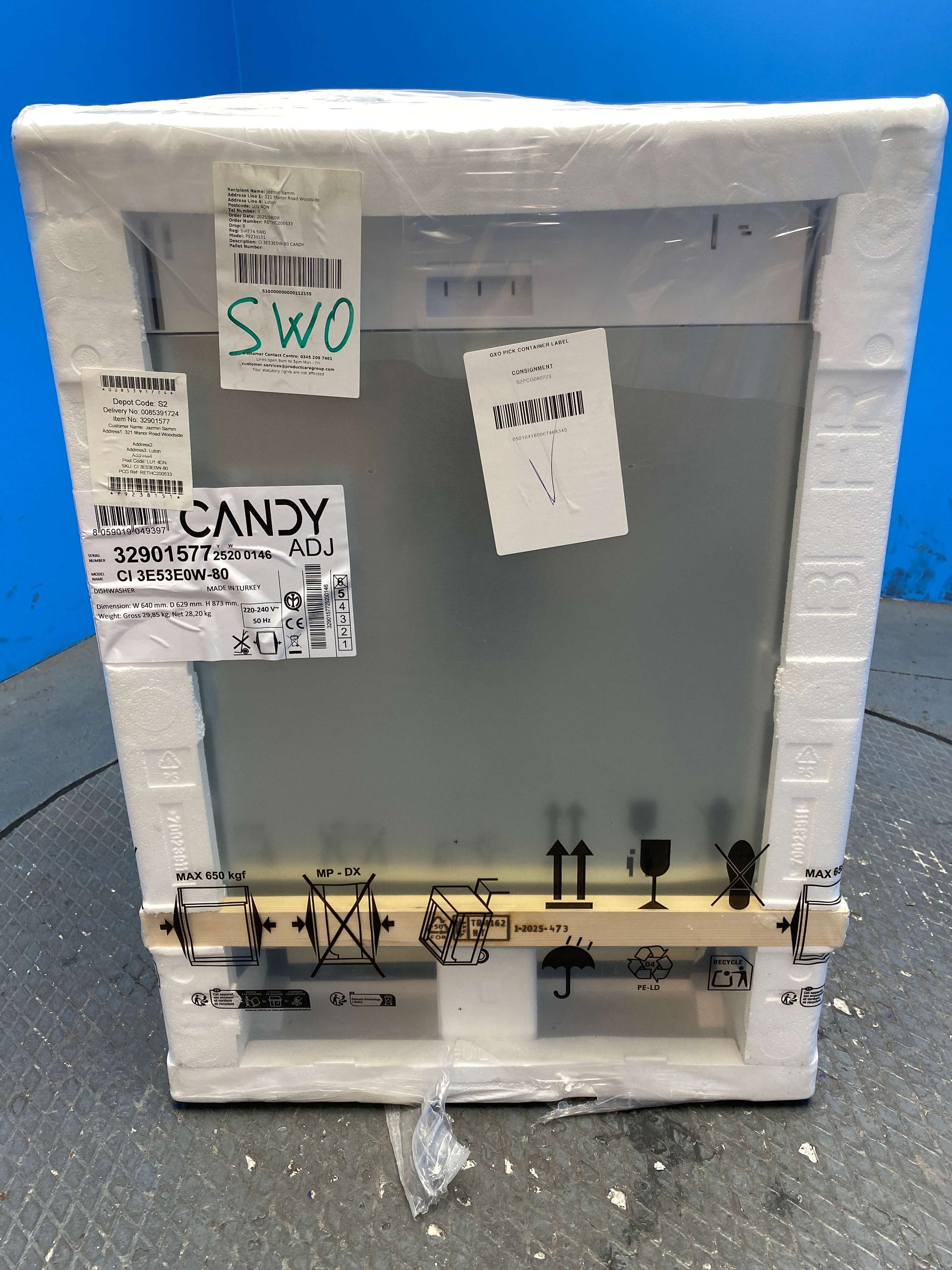 Candy CI3E53E0W Integrated 13 Place Setting Dishwasher