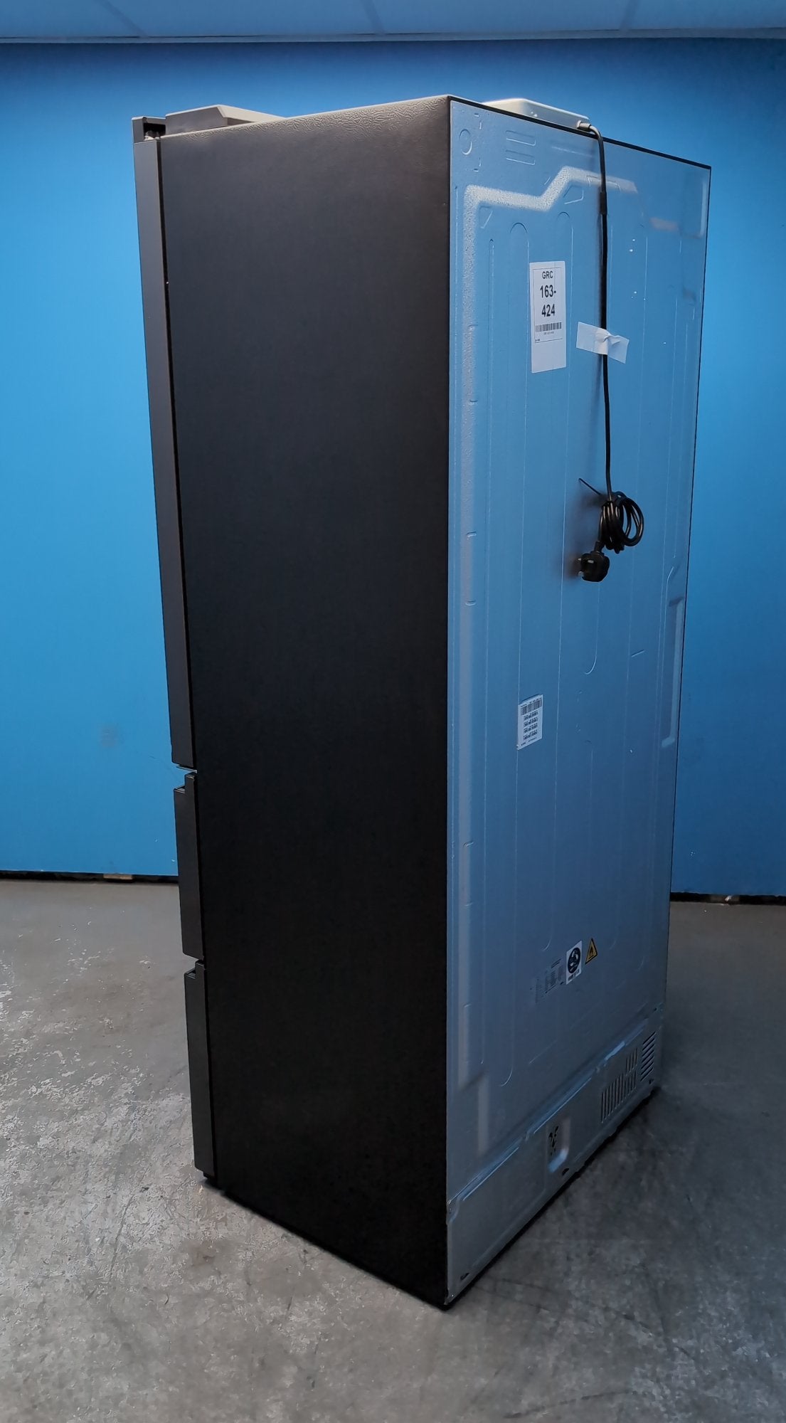 #GRC-163-424 - Haier French 4 Door Fridge Freezer – 468L, Obsidian Black Glass, Total No Frost