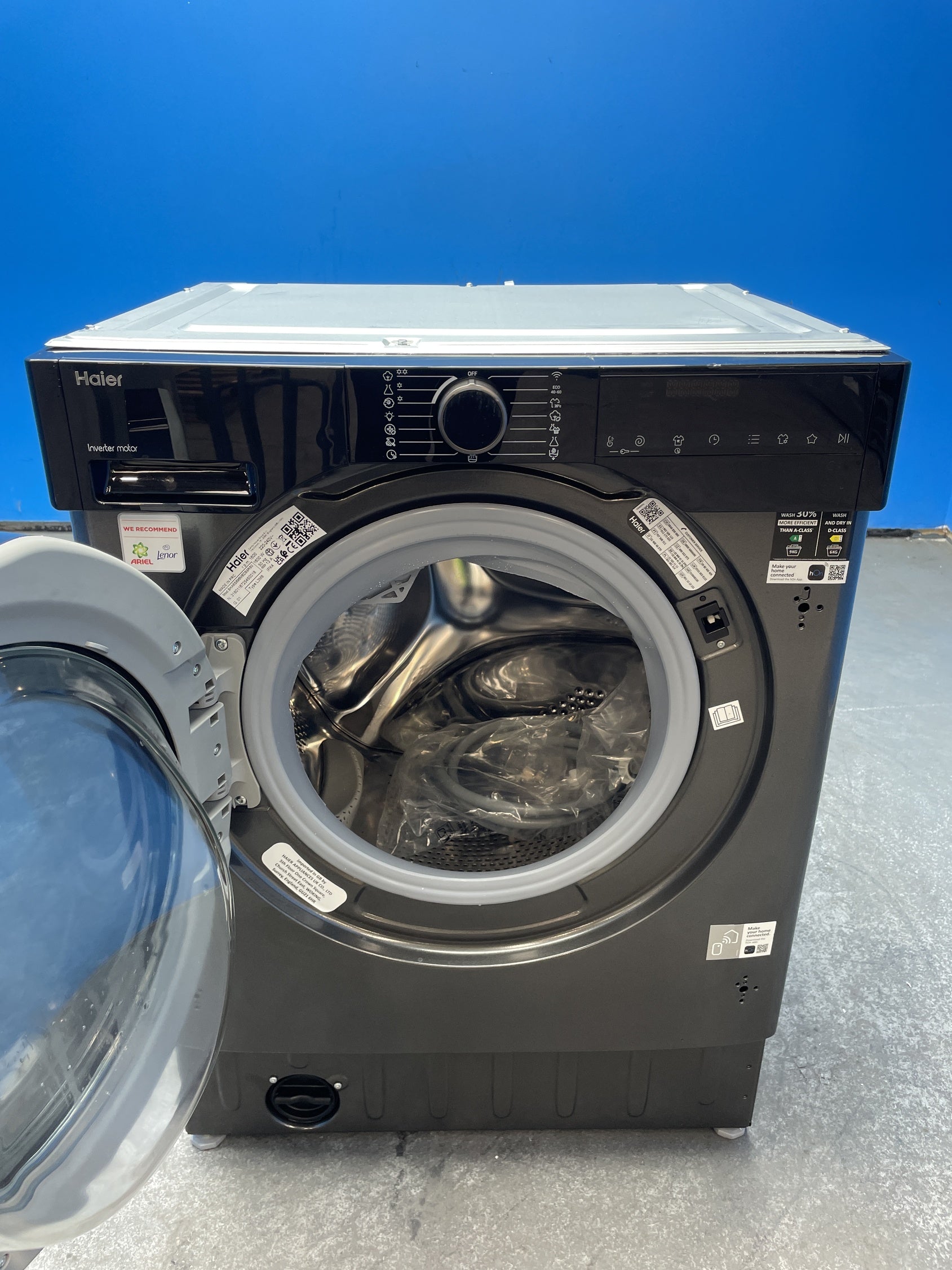 #GRC-163-442 - Haier Integrated Washer Dryer – 9kg Wash, 6kg Dry, 1600rpm, WiFi Connected, Grey