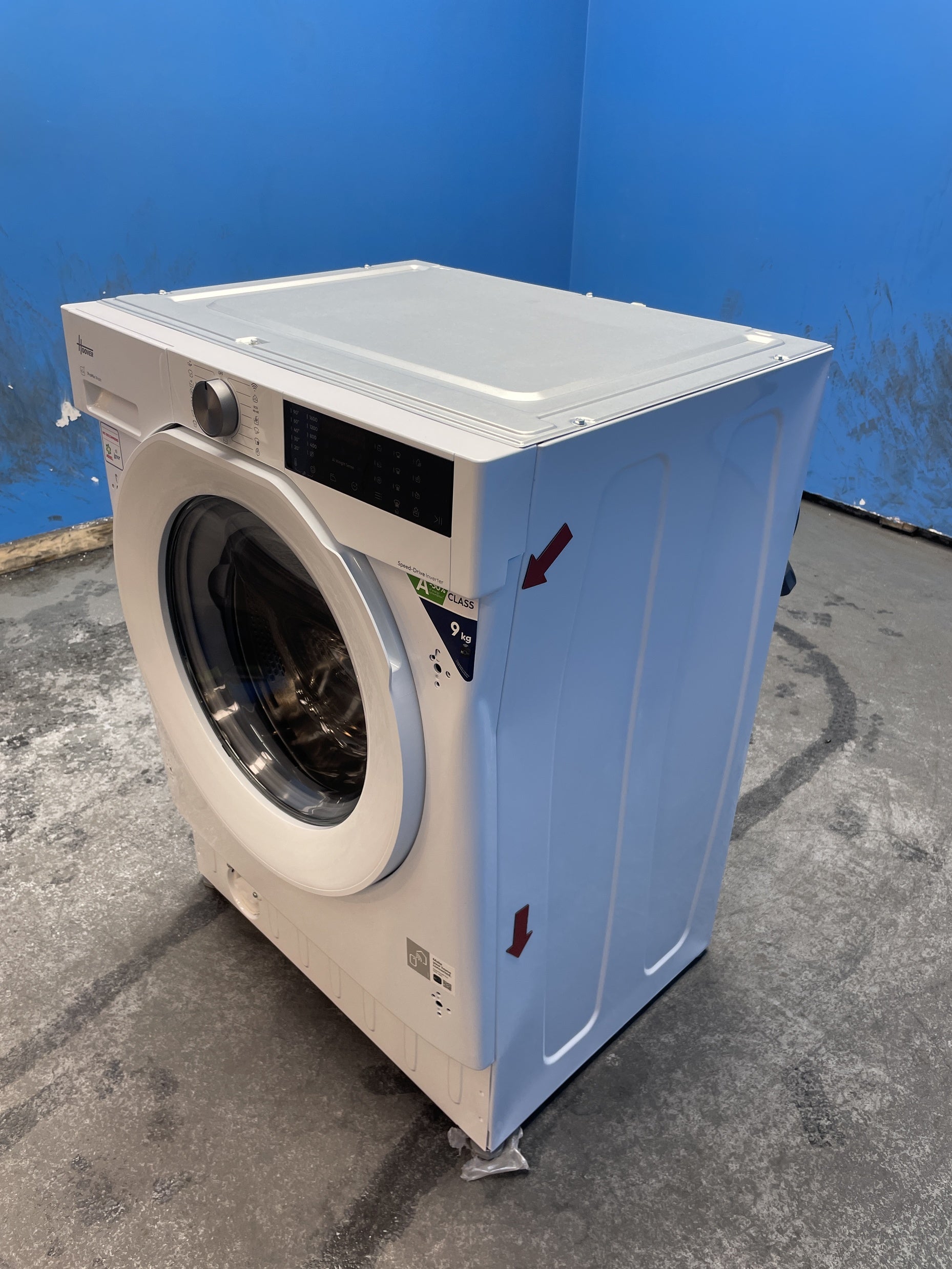 #GRC-163-346 - Hoover 9kg 1600rpm Integrated Washing Machine – AI Weight Sense, White