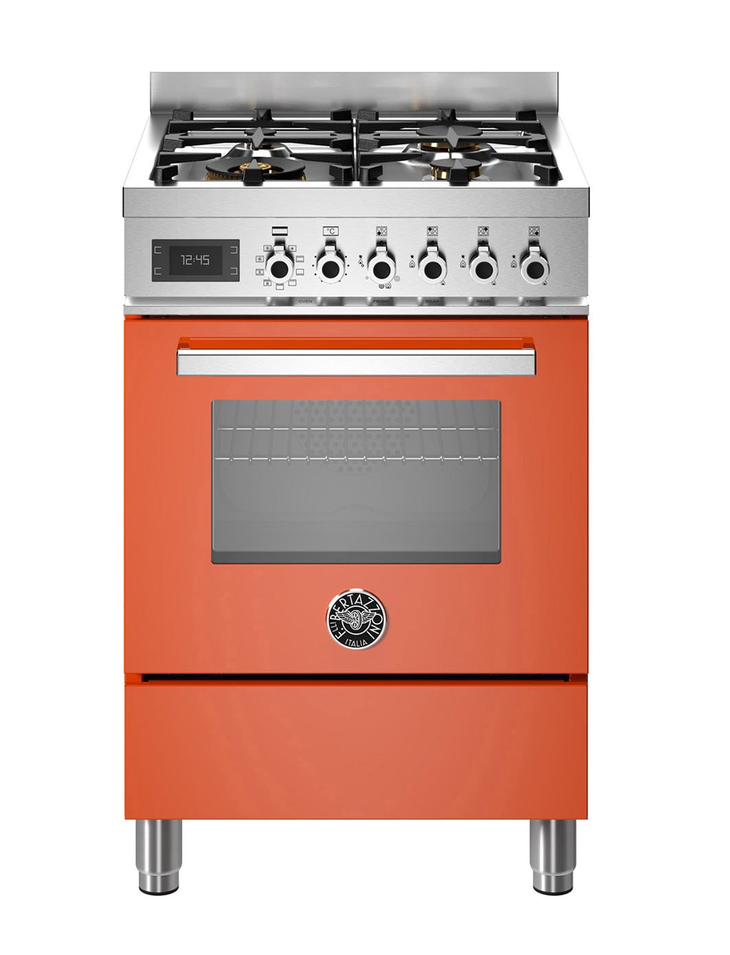 Bertazzoni 60cm Dual Fuel Range Cooker – 69L Single Oven, 4 Gas Burners, Cast Iron Supports – Renew 2 U