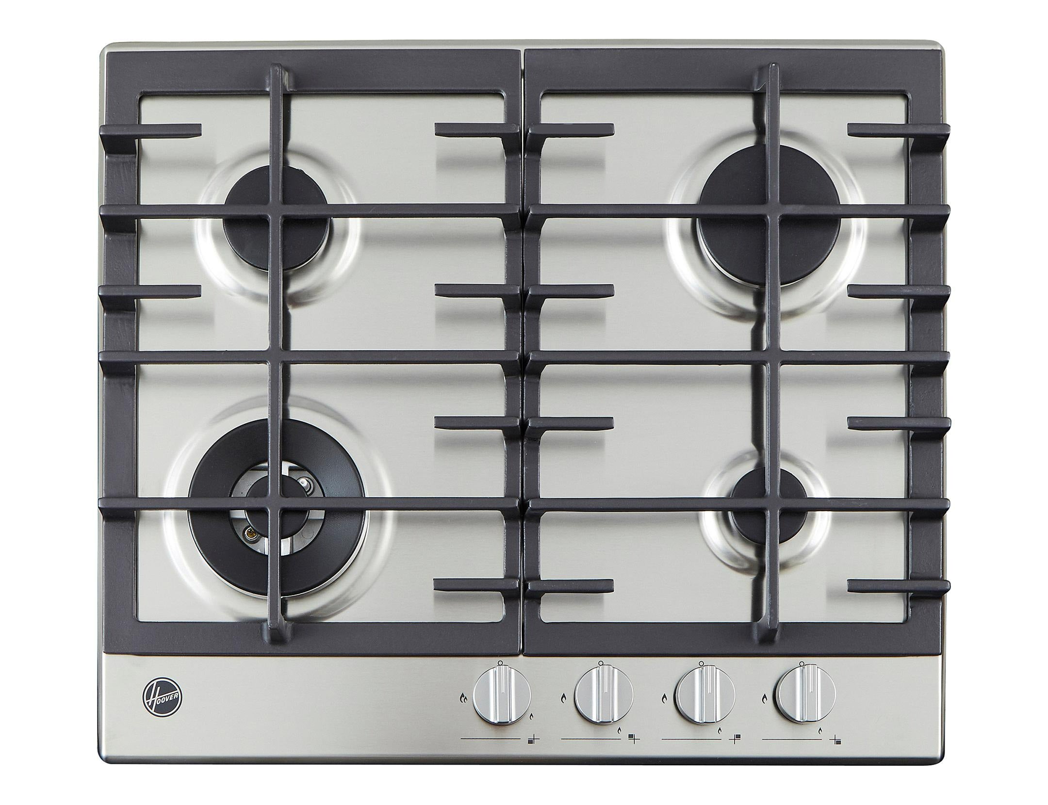 Hoover 60cm Gas Hob – 4 Burners, 4.2kW Wok Burner, Cast Iron Pan Supports – Renew 2 U
