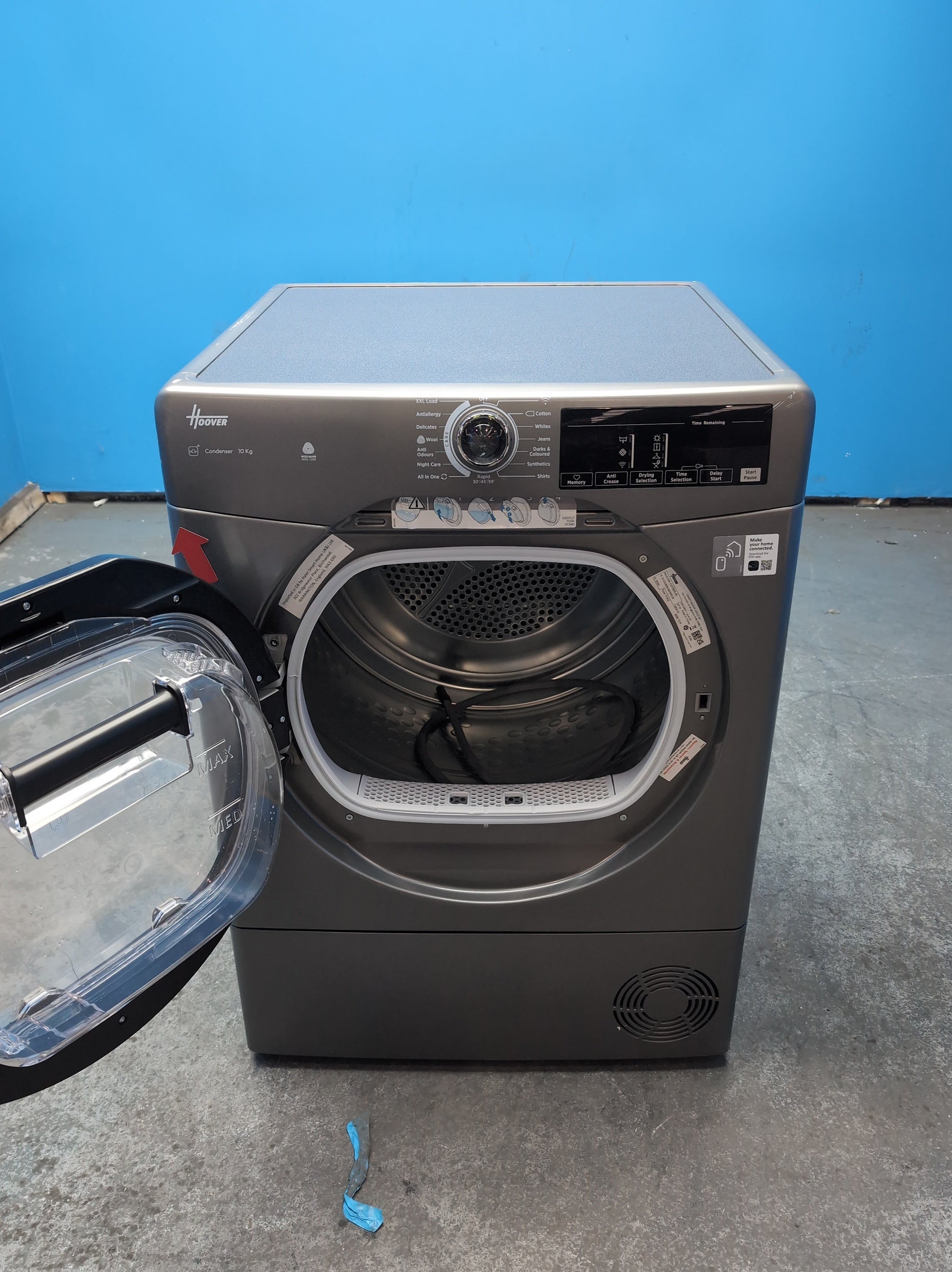 #GRC-163-688 - Hoover 10kg Condenser Tumble Dryer – WiFi Connected, Grey, B Energy Rating