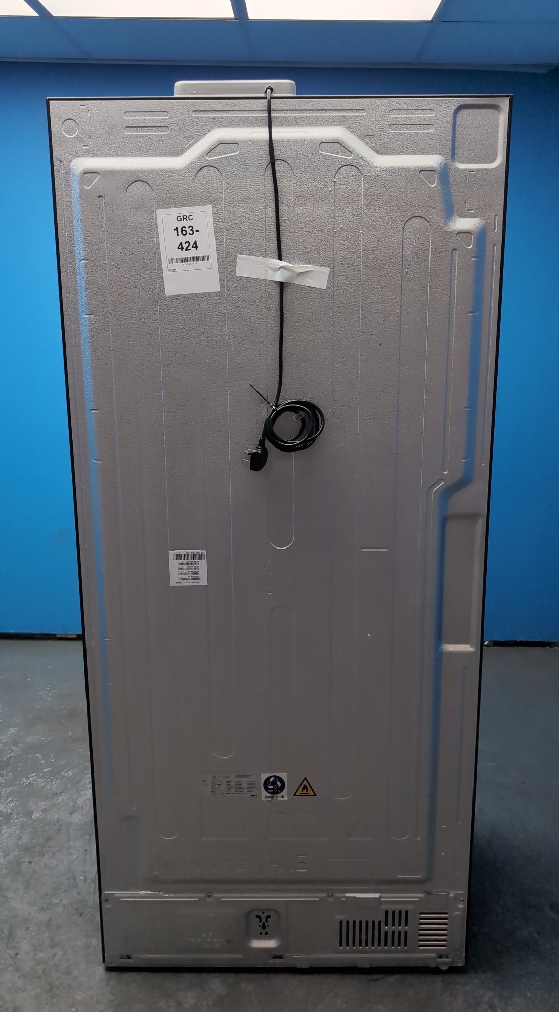 #GRC-163-424 - Haier French 4 Door Fridge Freezer – 468L, Obsidian Black Glass, Total No Frost