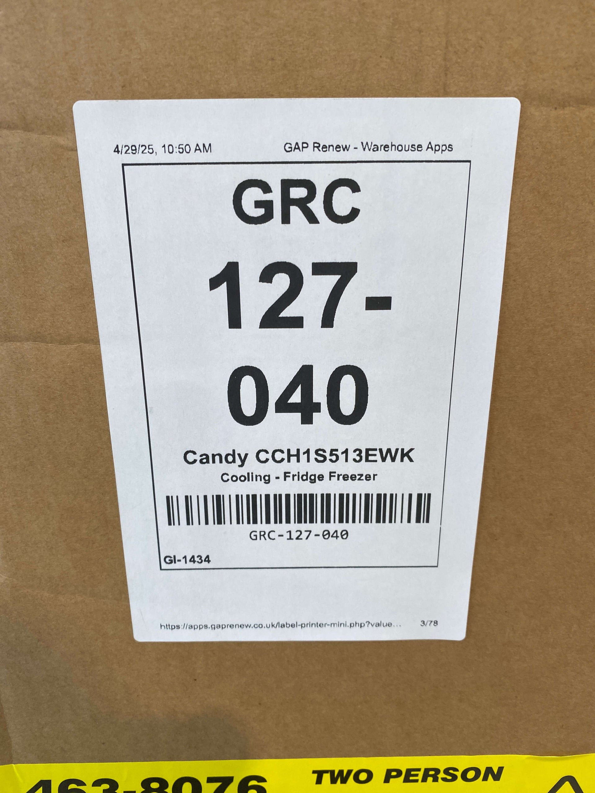 Candy CCH1S513EWK 185 Litre Combi Fridge Freezer