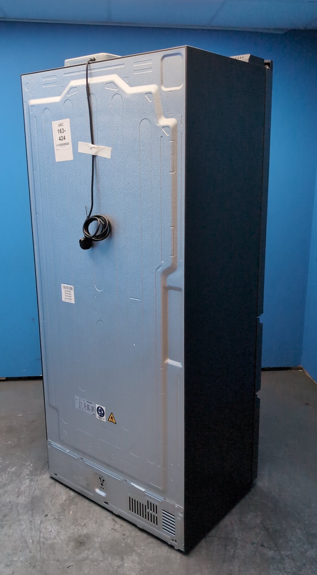 #GRC-163-424 - Haier French 4 Door Fridge Freezer – 468L, Obsidian Black Glass, Total No Frost