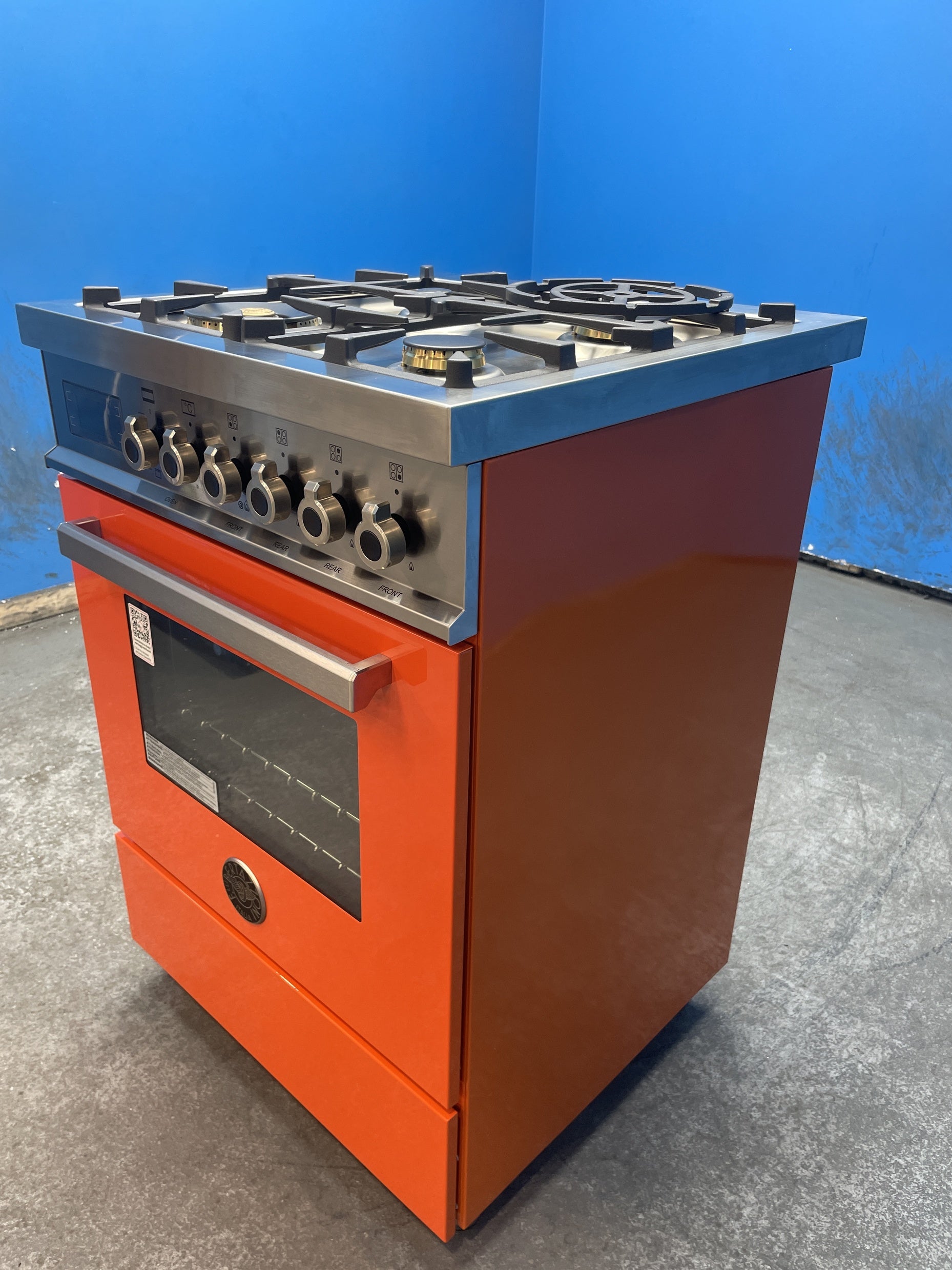 #GRC-163-728 - Bertazzoni 60cm Dual Fuel Range Cooker – 69L Single Oven, 4 Gas Burners, Cast Iron Supports