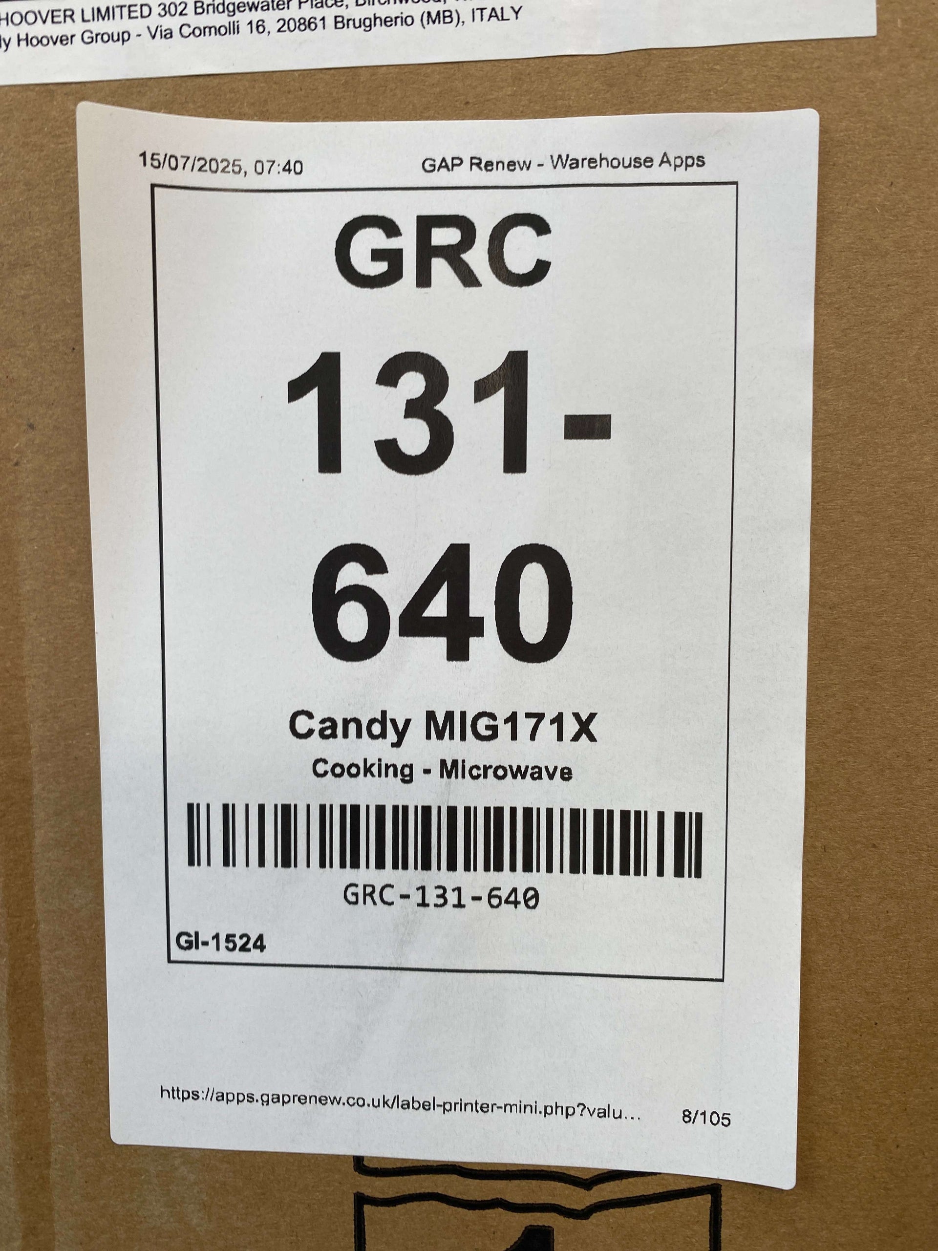 Candy MIG171X Built-in 17 Litres Grill and Microwave