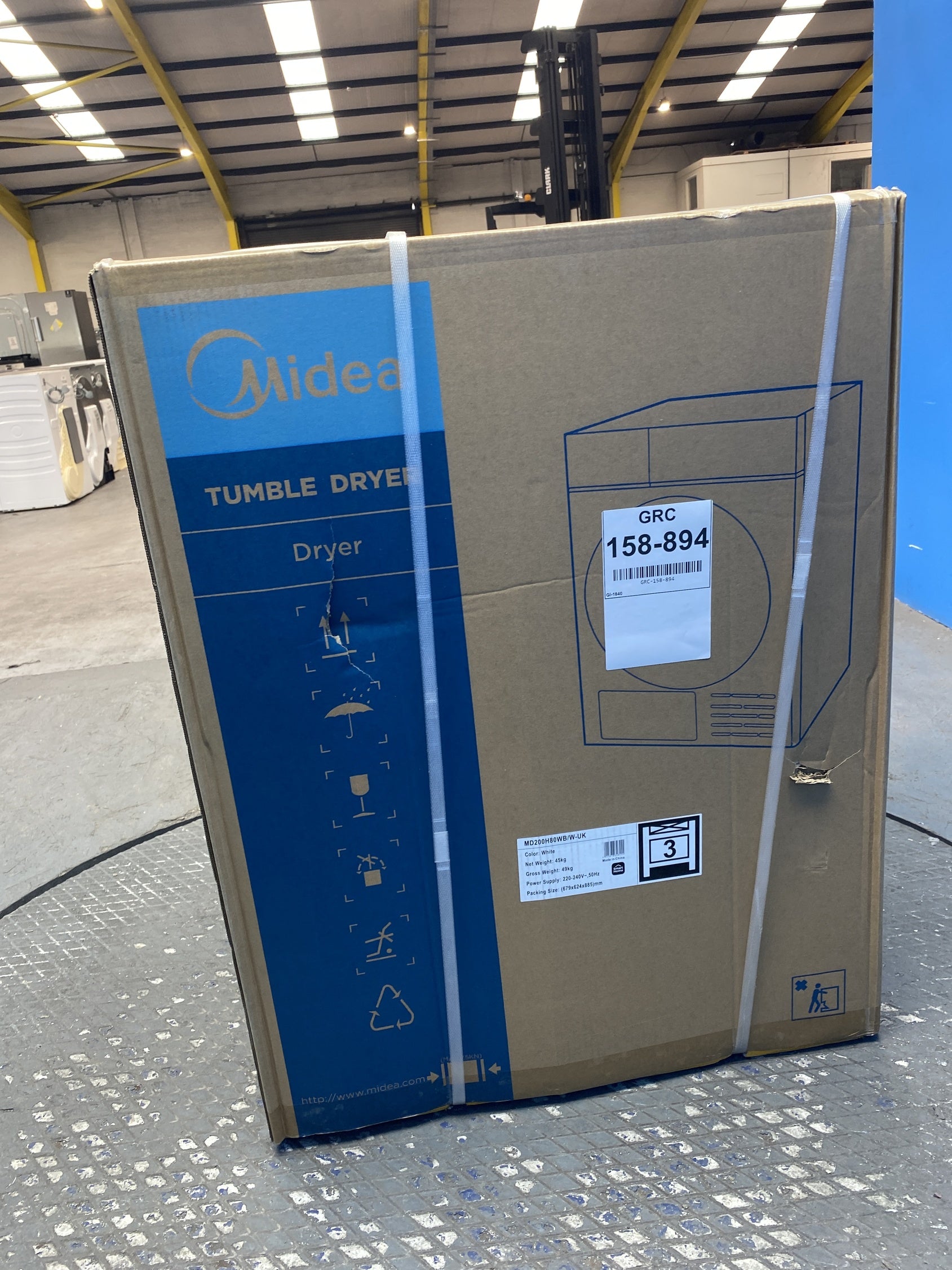 #GRC-158-894 - Midea MD200H80WB/W-UK 8kg Smart Sensor Heat Pump Tumble Dryer