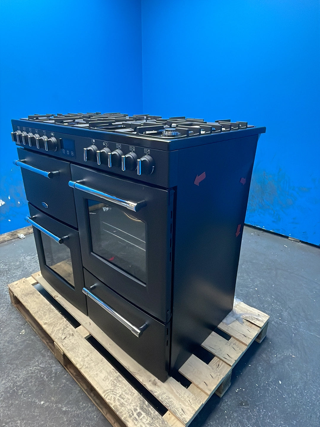 #GRC-164-342 - Belling Farmhouse 100cm Dual Fuel Range Cooker – 157L, AirFry, Grey