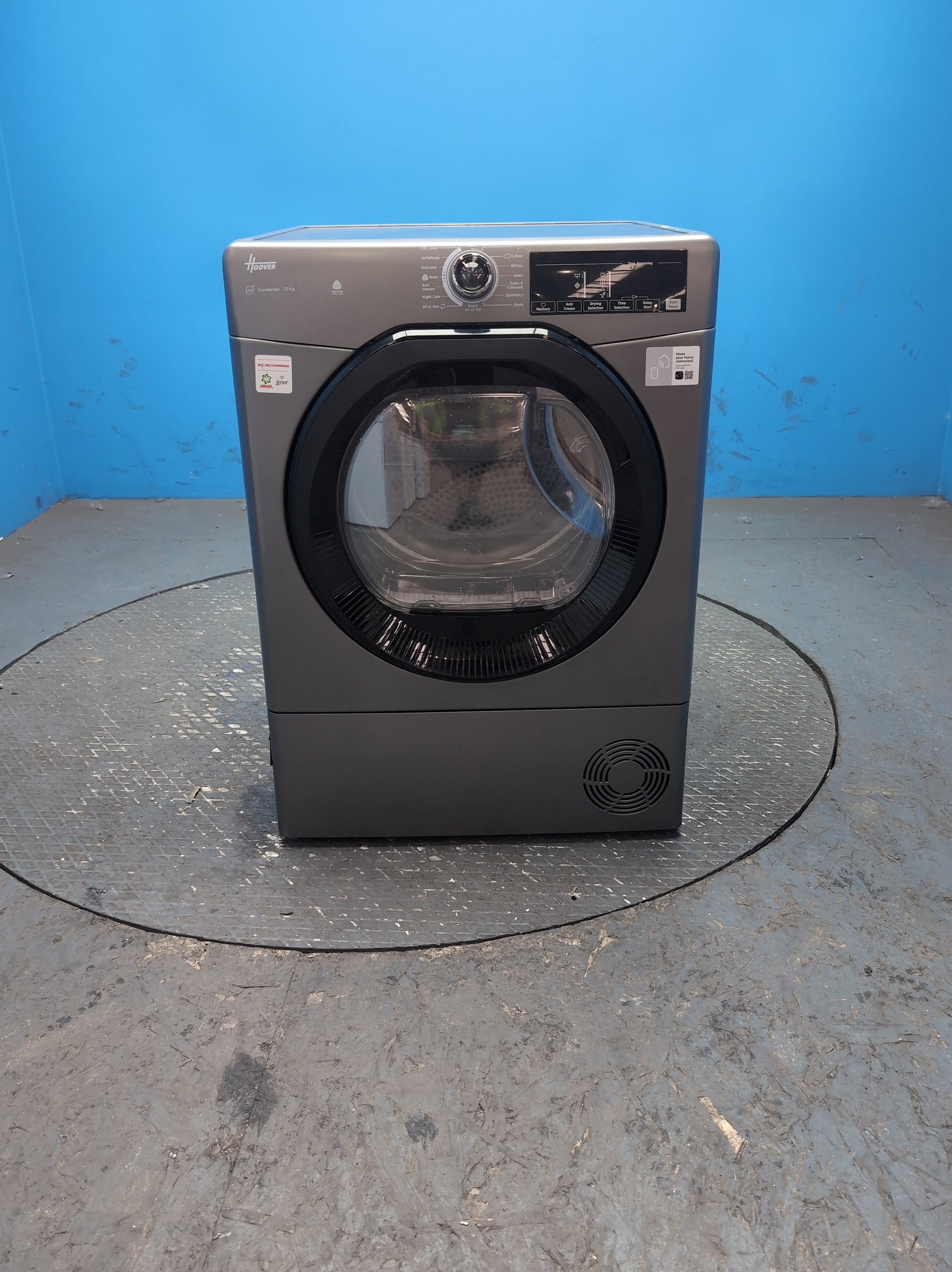 #GRC-163-701 - Hoover 10kg Condenser Tumble Dryer – WiFi Connected, Grey, B Energy Rating